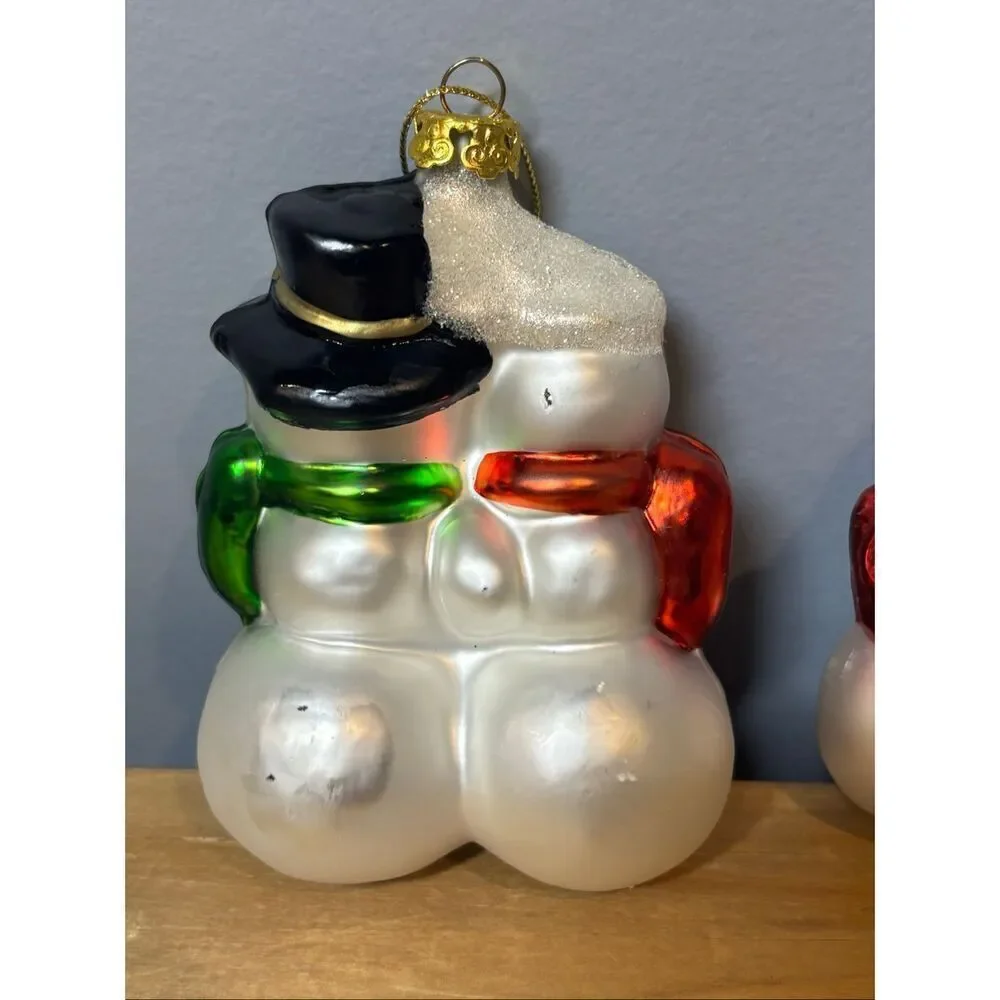 Vintage blown glass Christmas tree ornaments snowman and Nutcracker soldier bund